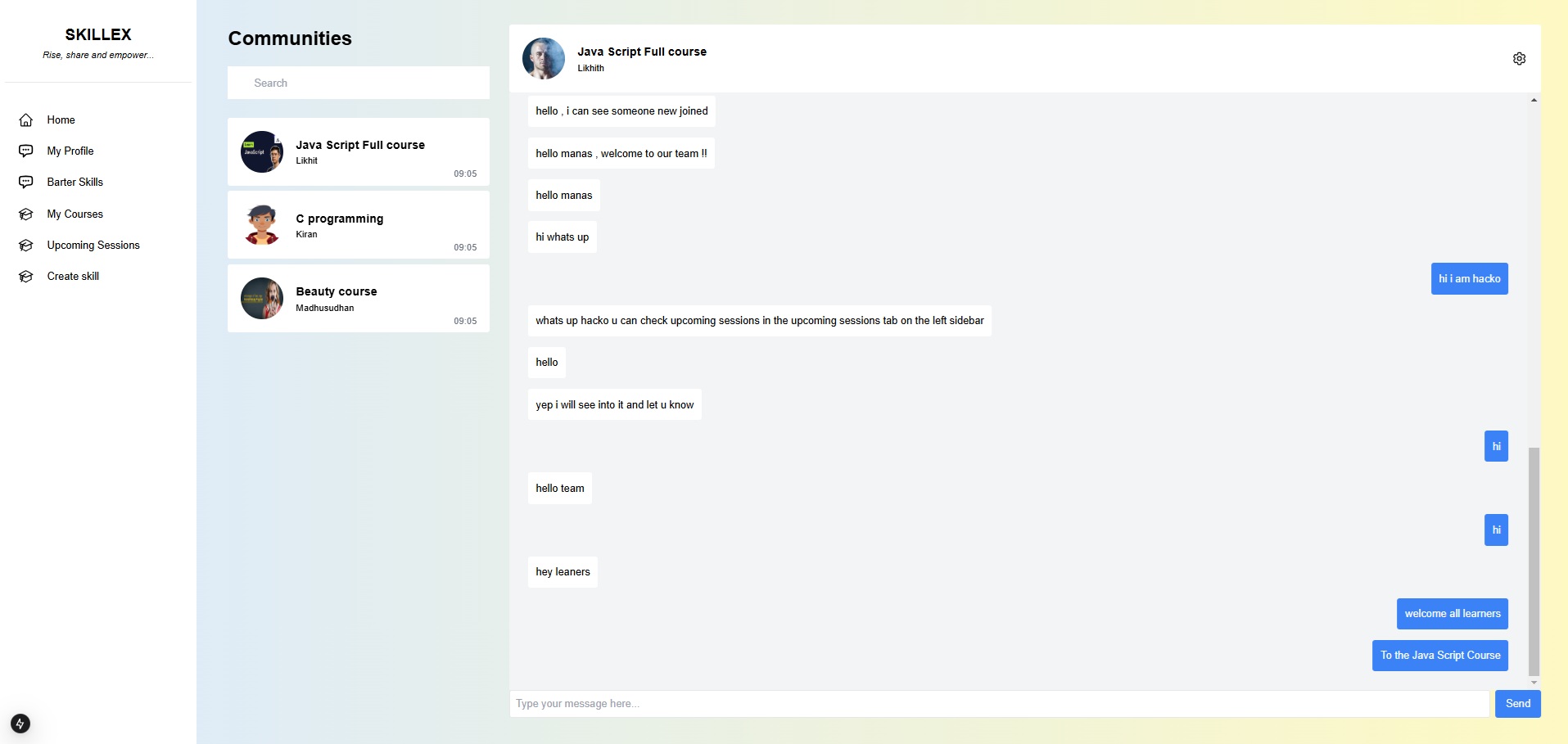 Community Skill Sharing Platform